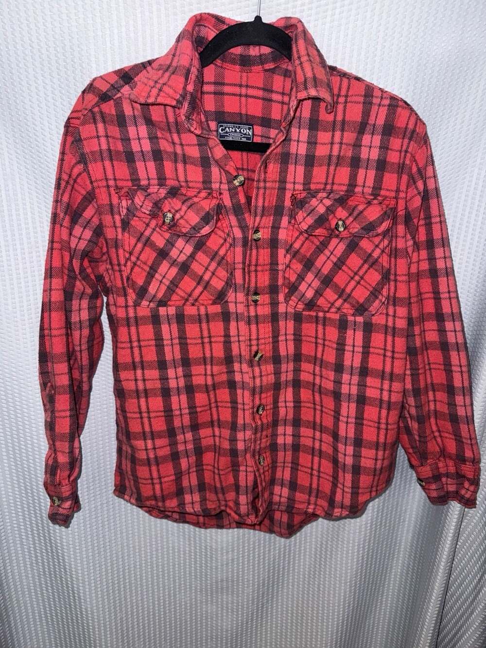 Canyon Creek Original U.S. Brand Long Sleeve Red and Black Plaid Flannel Shirt